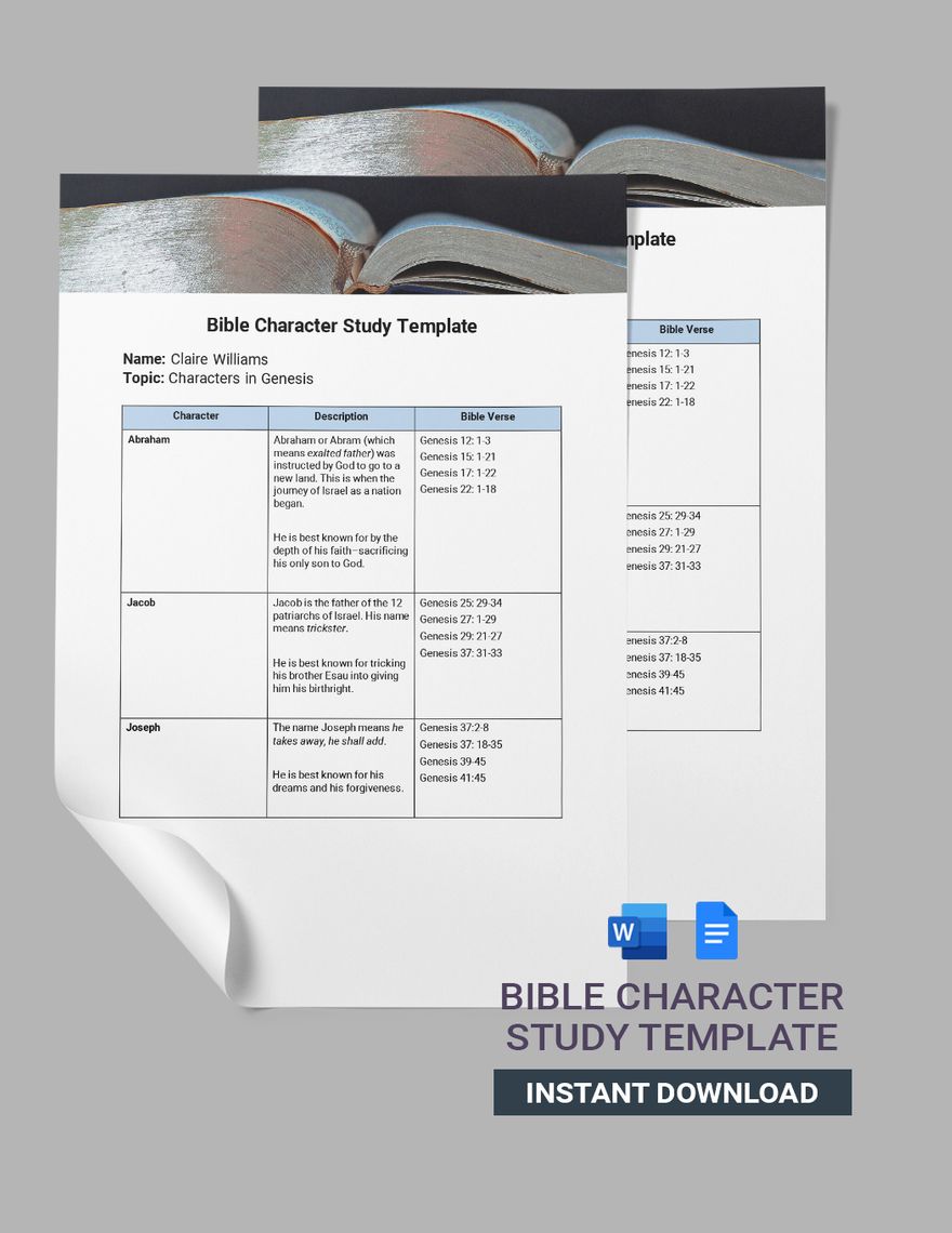 Bible Character Study Template
