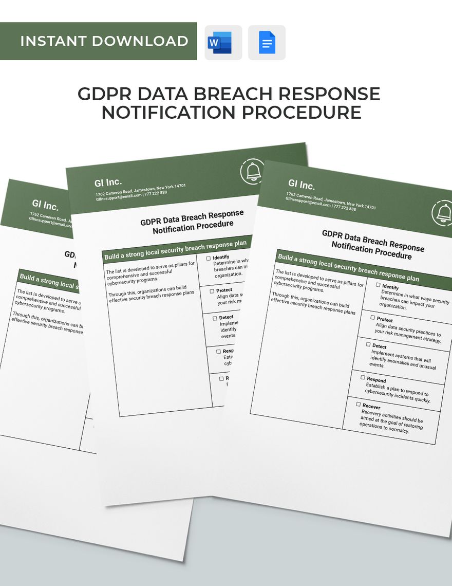 GDPR Data Breach Response Notification Procedure Template