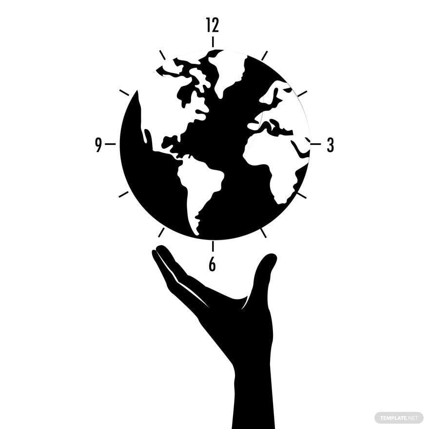 Black And White Earth Hour Clipart