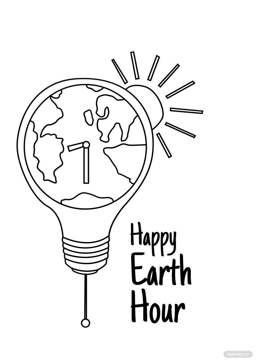 Free Happy Earth Hour Drawing in PDF, Illustrator, PSD, EPS, SVG, JPG, PNG