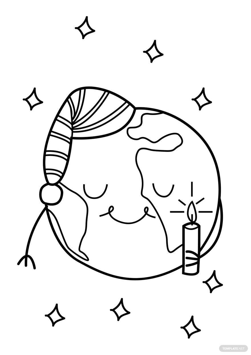 Earth Hour Cartoon Drawing in PDF, Illustrator, PSD, EPS, SVG, JPG, PNG