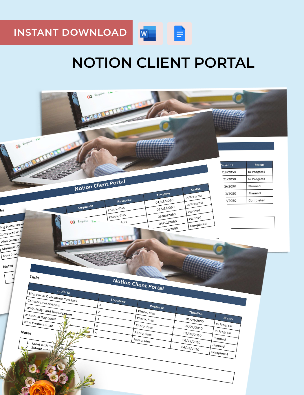 Notion Client Portal Template in Word Google Docs Download