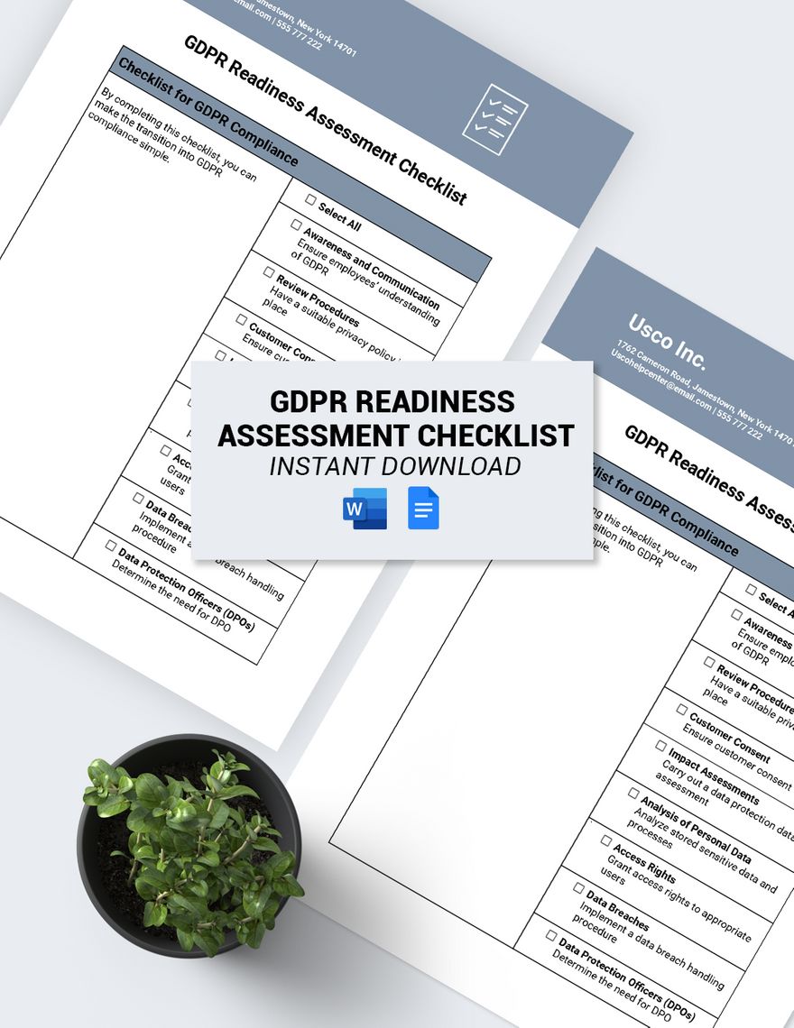 Free GDPR Readiness Assessment Checklist Template