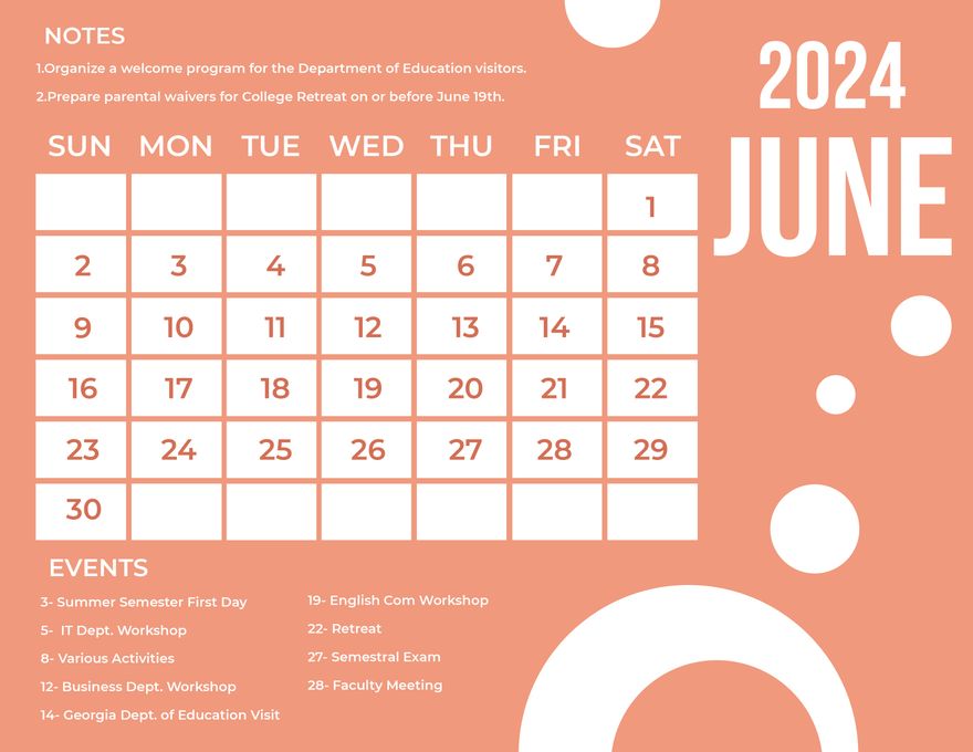 Printable June 2024 Monthly Calendar