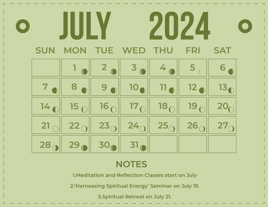 July 2024 Calendar With Moon Phases