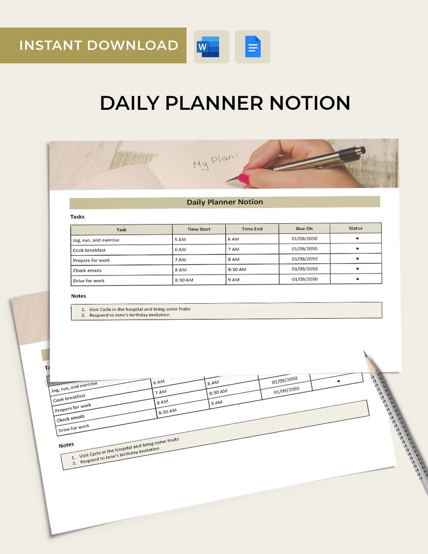 Daily Planner Notion Template