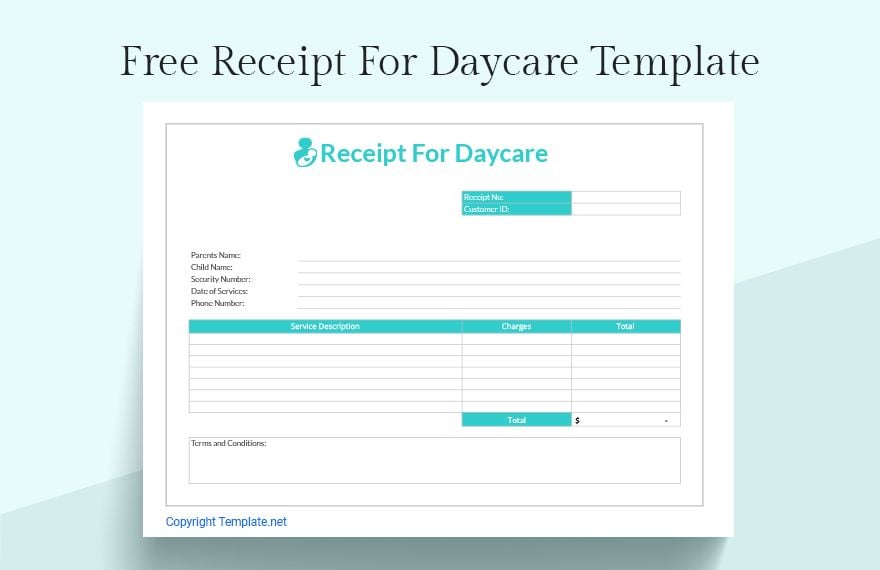 Receipt For Daycare Template