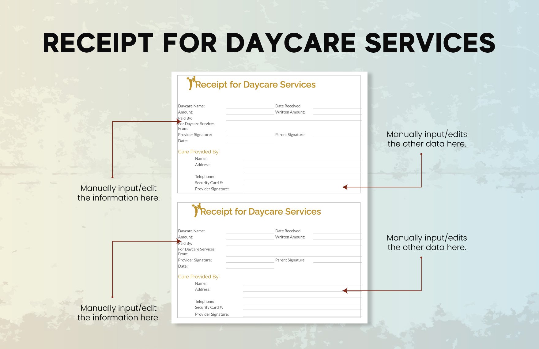 Receipt For Daycare Services Template