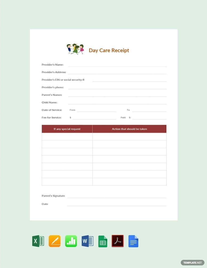 Free Sample Daycare Receipt Template