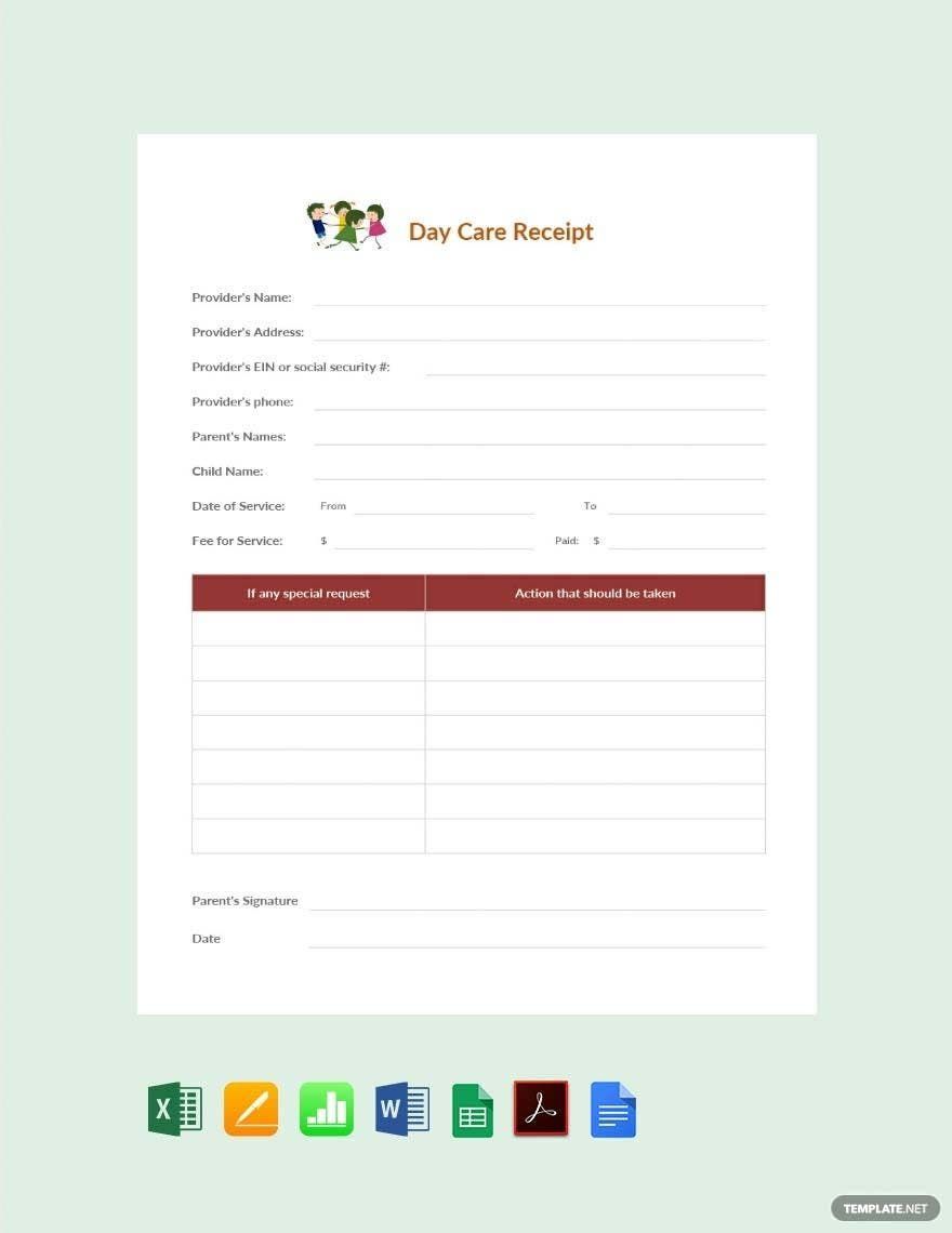 Free Sample Daycare Receipt Template in Word, Google Docs, Excel, PDF, Google Sheets, Apple Pages, Apple Numbers