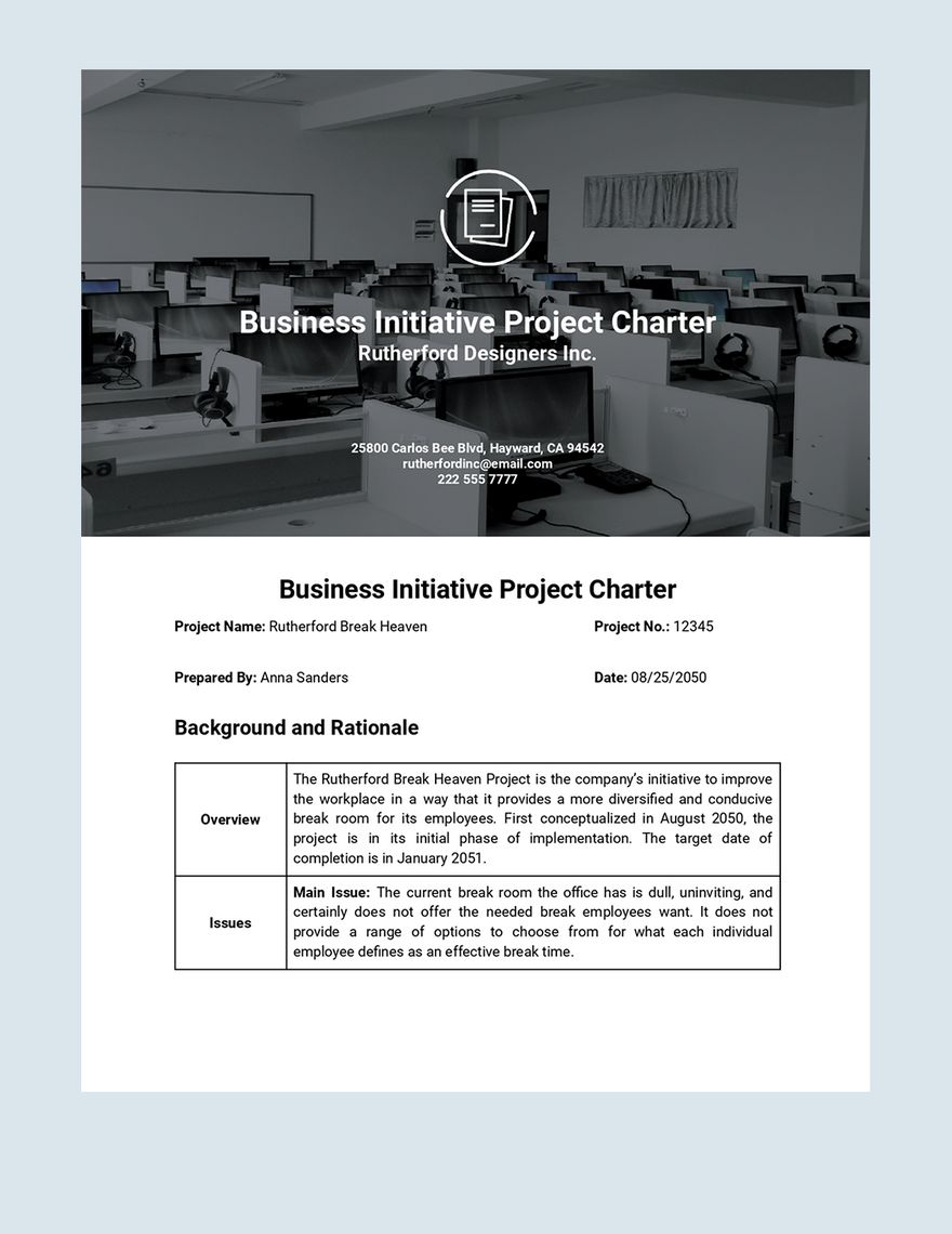 Business Initiative Project Charter Template