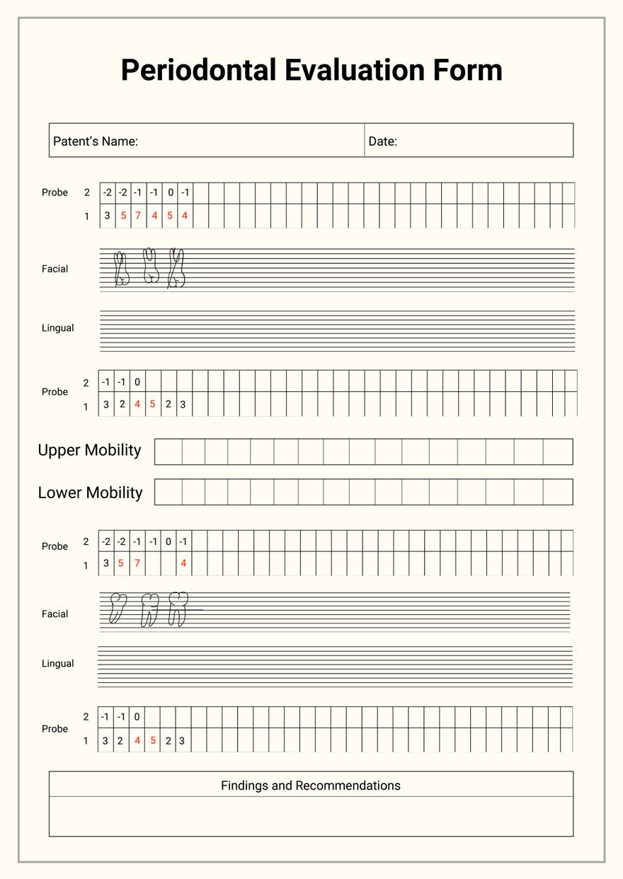 Periodontal Chart Template