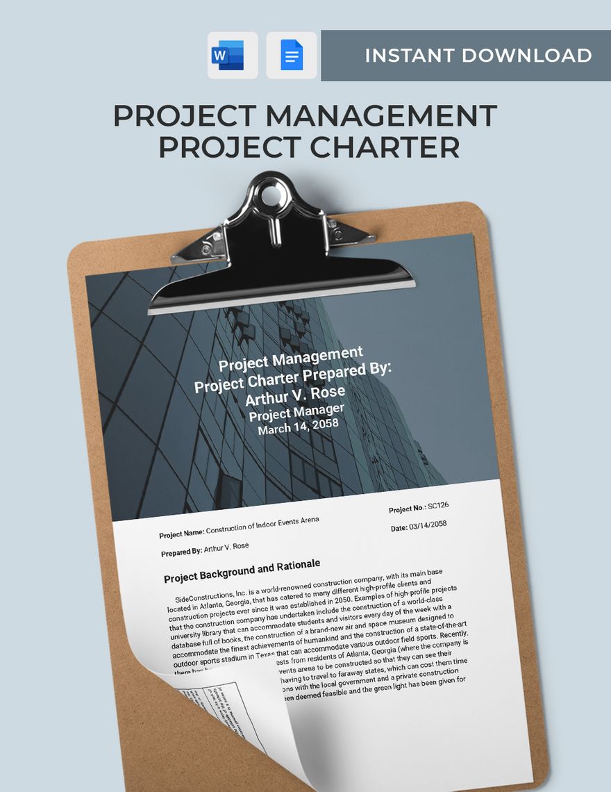 Project Management Project Charter Template