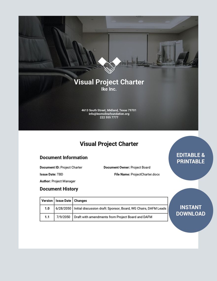 Visual Project Charter Template
