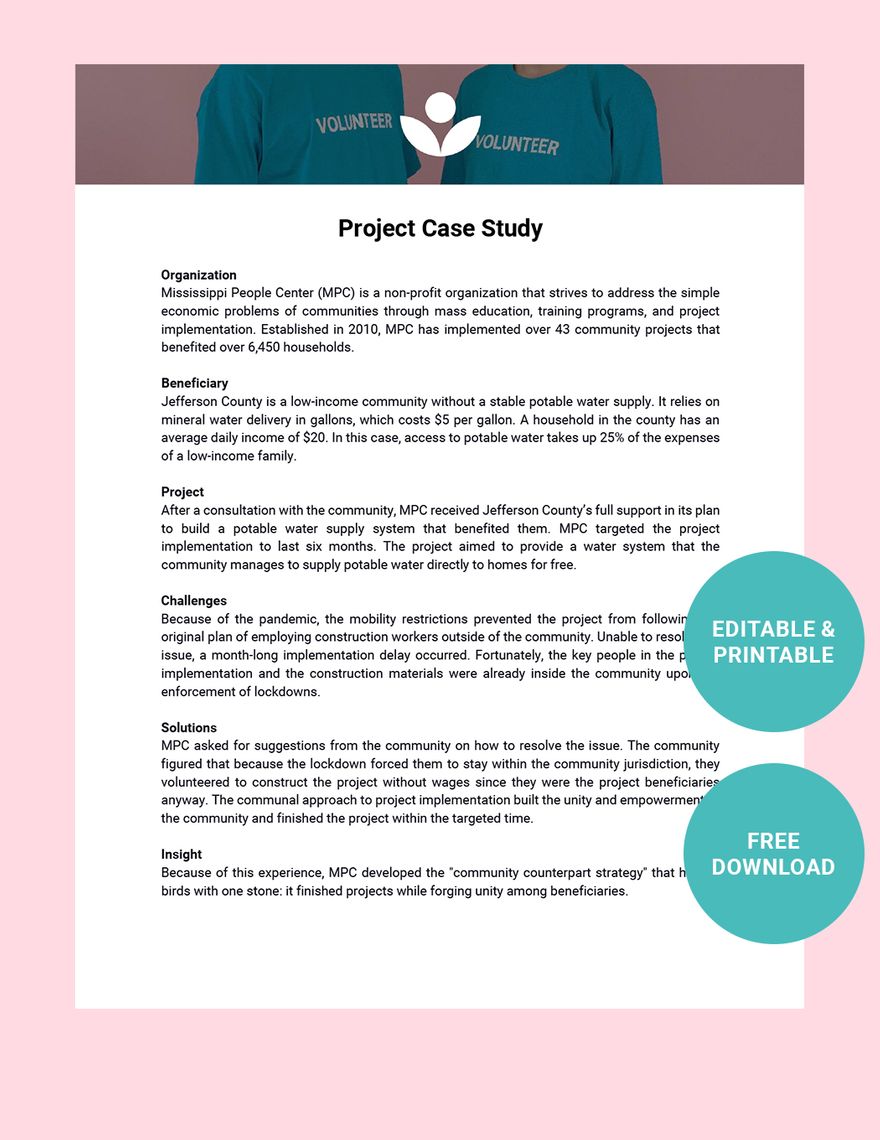 Free Project Case Study Template