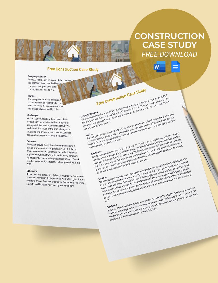 Free Construction Case Study Template