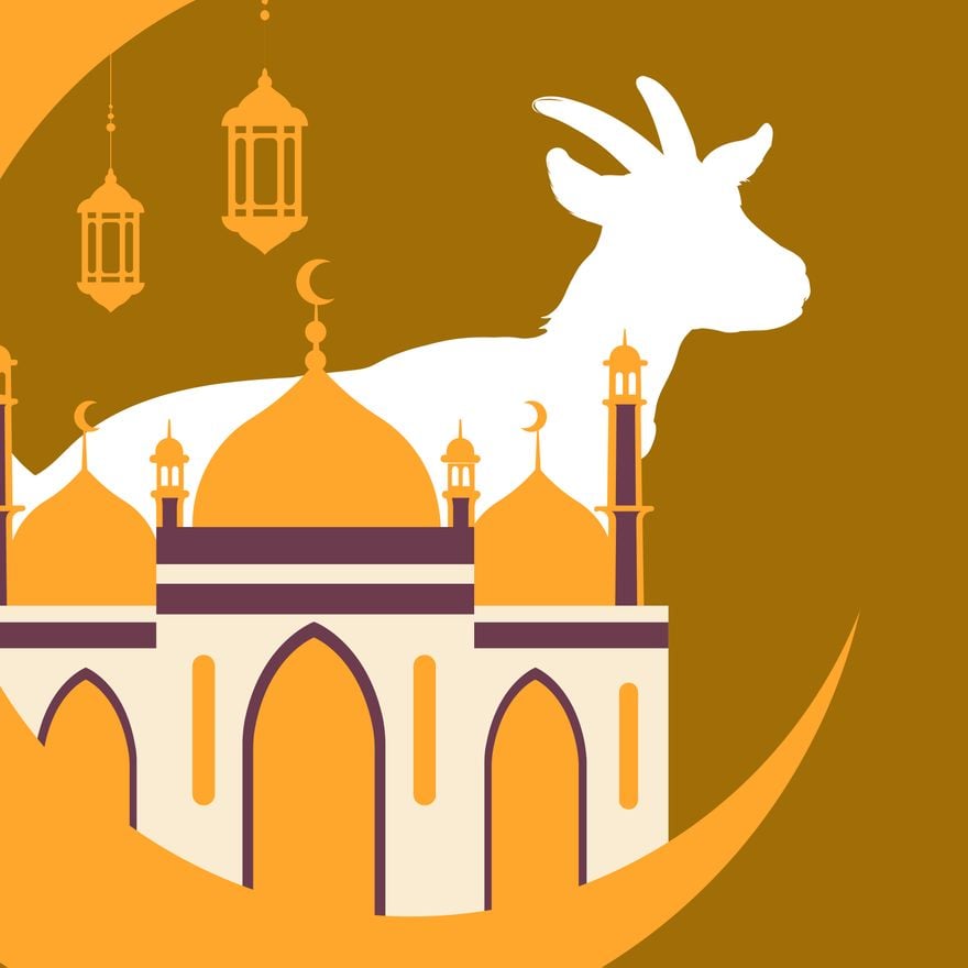 Eid Al Adha 2023 Hd Transparent, Islamic Festival Of Eid Al Adha Greeting  Design Vector With Hand Drawn Sketch Of Goat And Mosque, Ramadan, Eid Al  Qurba, Festiv… | Eid al adha