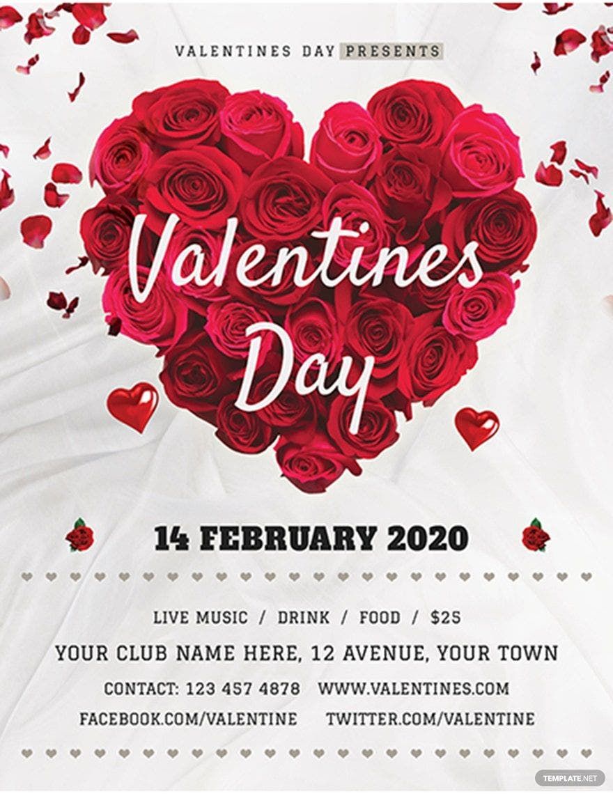 Valentine's Day Rose Flyer Template in Word, Google Docs, Apple Pages, Publisher