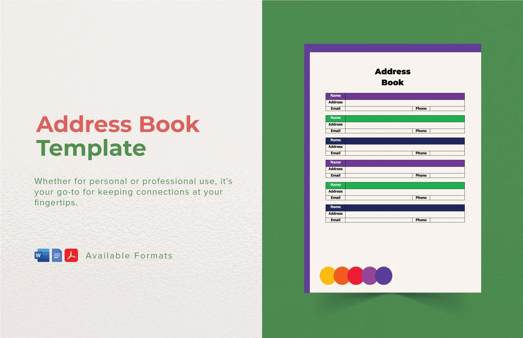 Free Address Book Template in Word, PDF