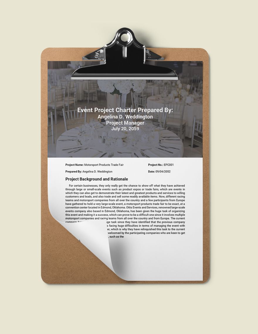 Event Project Charter Template