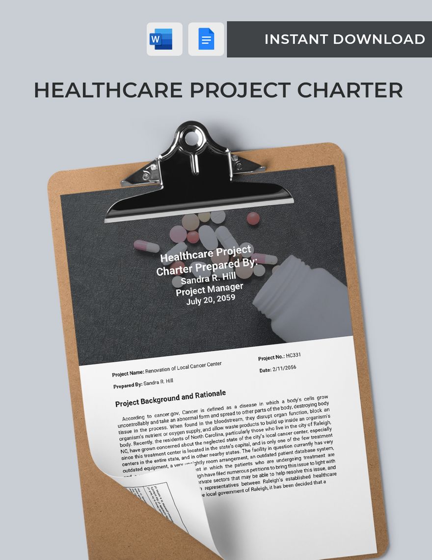 Healthcare Project Charter Template