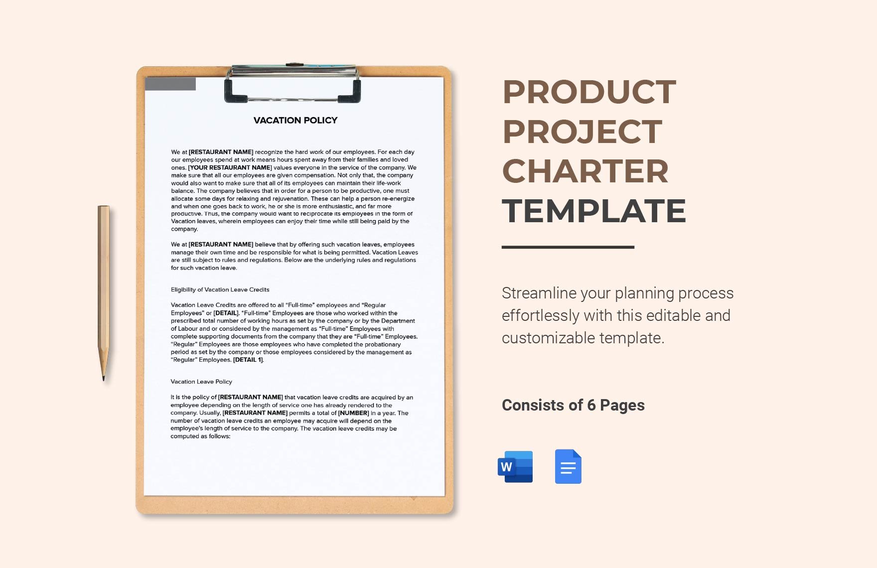 Product Project Charter Template in Word, Google Docs