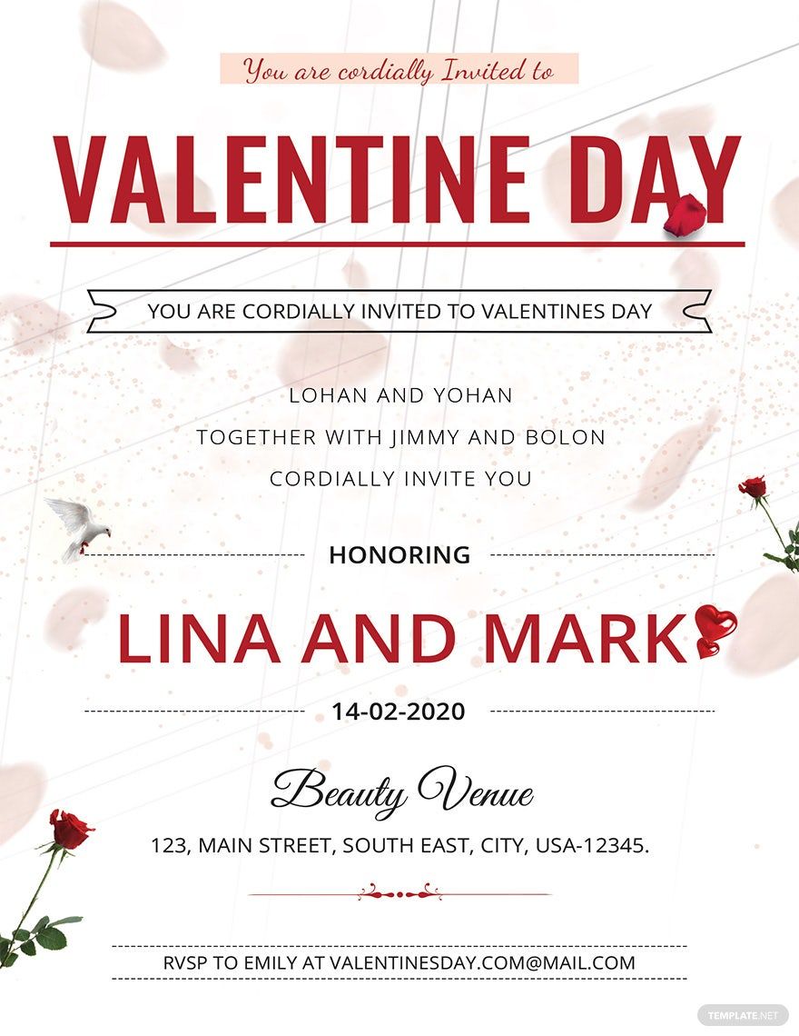 Valentines Day Invitation Card Template