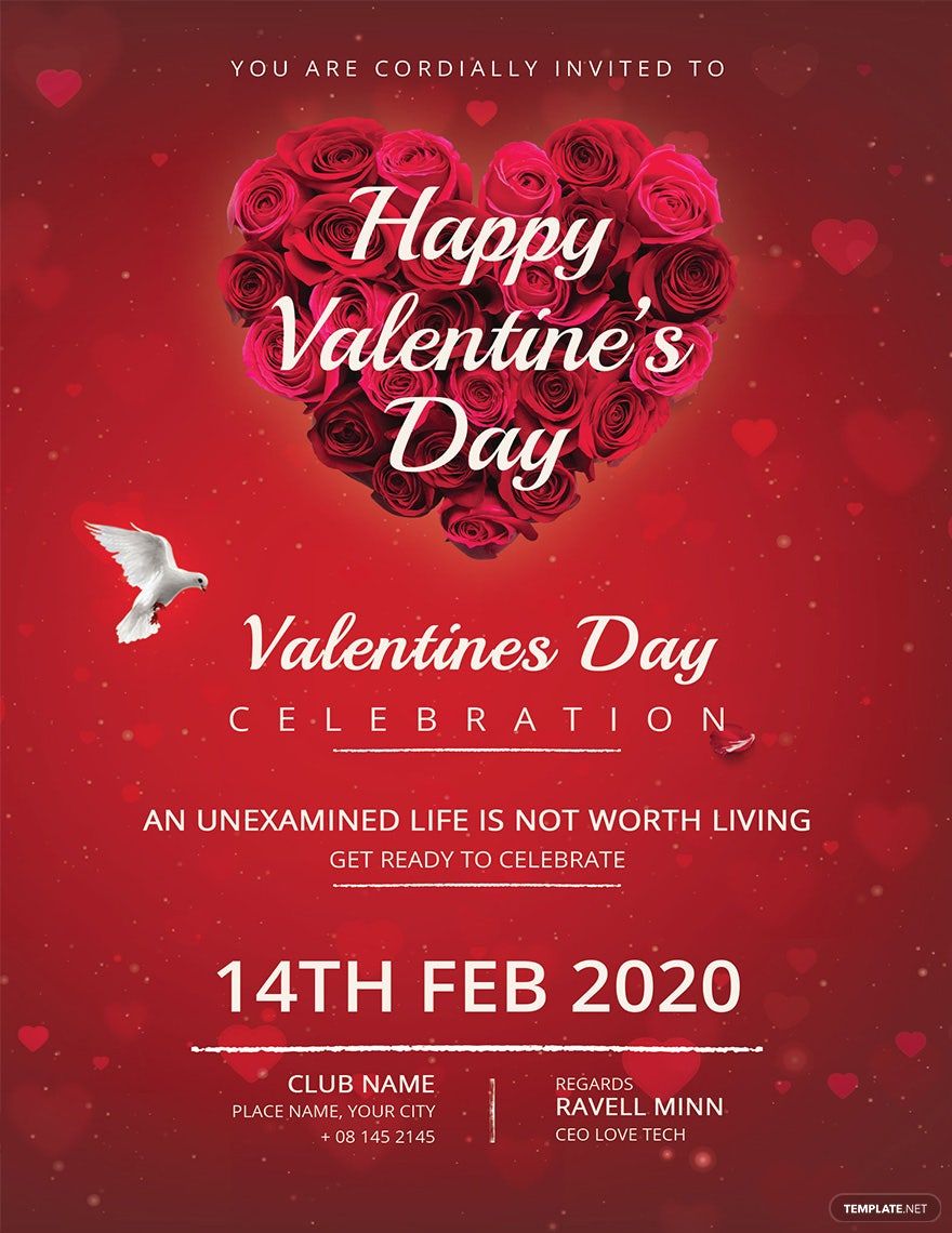 Red Valentine's Day Invitation Card Template