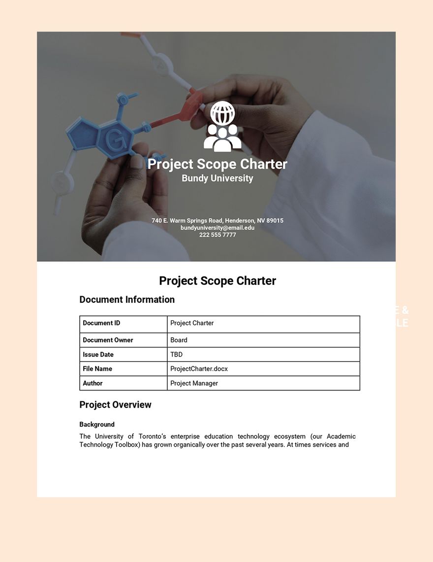 Project Scope Charter Template