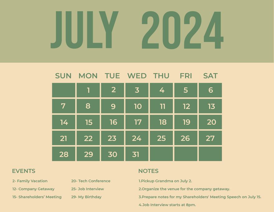 July 2024 Monthly Calendar in Word, Illustrator, EPS, SVG, JPG