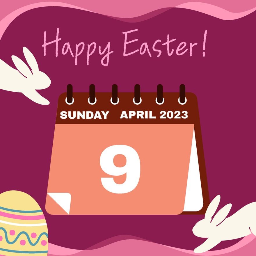 Easter Calendar Vector in Illustrator, PSD, EPS, SVG, JPG, PNG