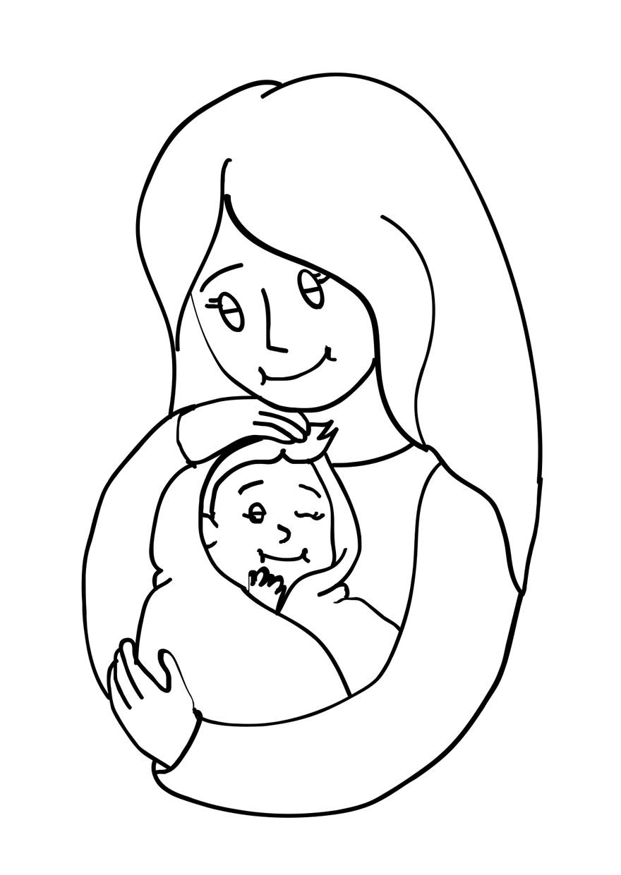 Mother's Day Cartoon Drawing - EPS, Illustrator, JPG, PSD, PNG, PDF, SVG |  