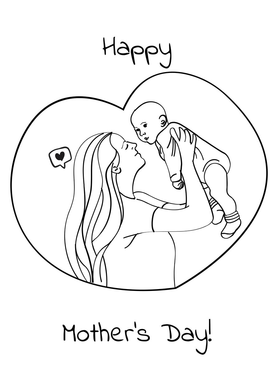 Free Happy Mother's Day Drawing - EPS, Illustrator, JPG, PSD, PNG ...