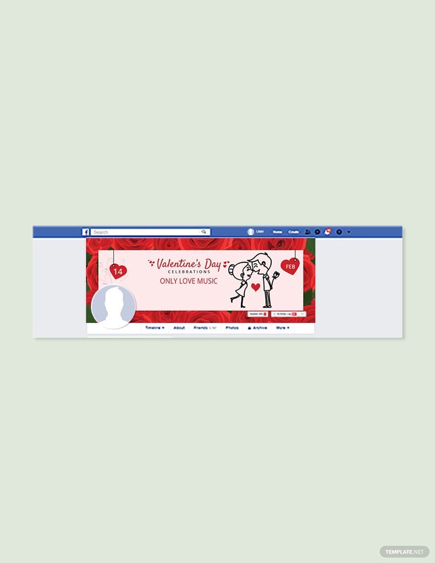 Free Printable Valentine's Day Facebook Cover Template in PSD