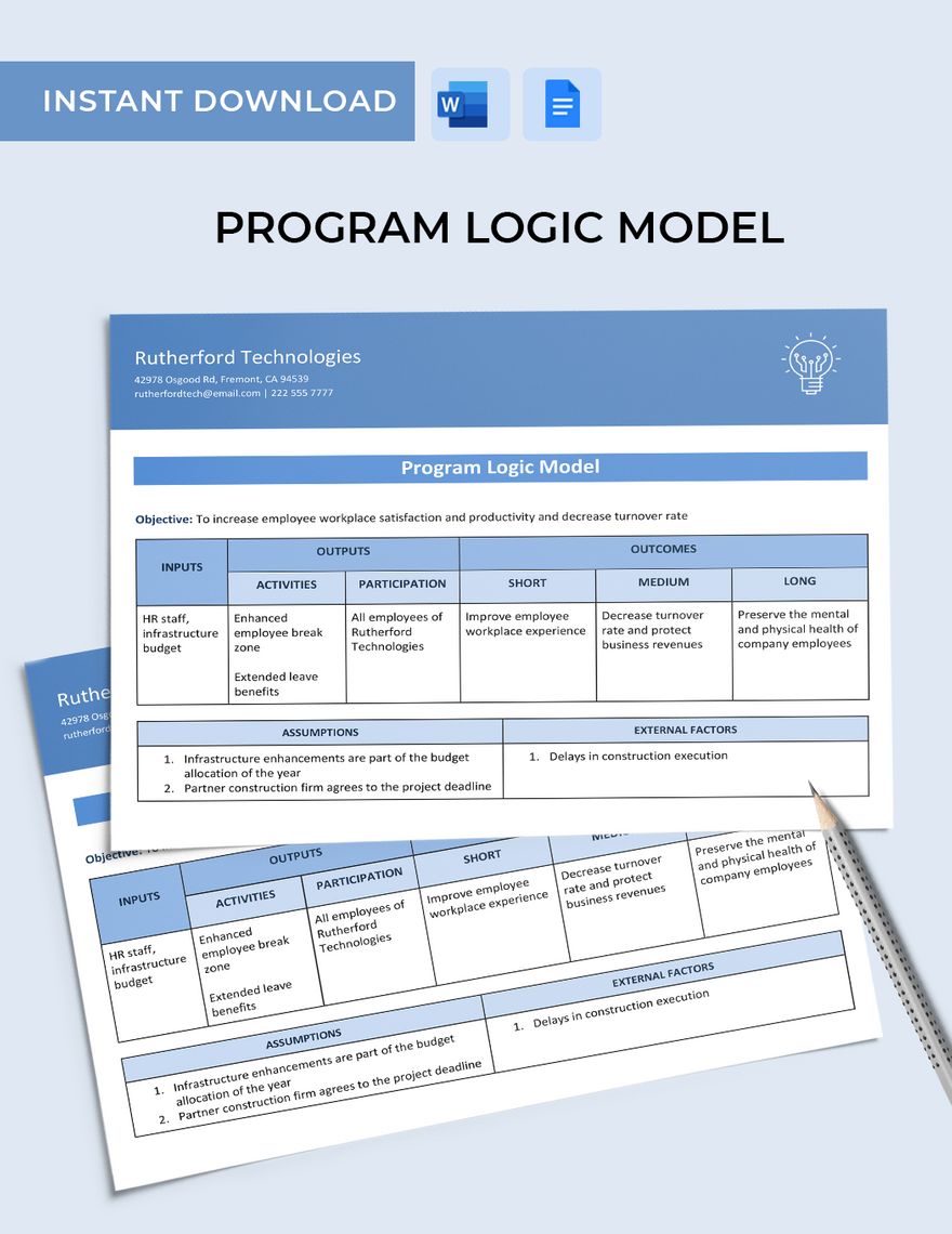 Program Logic Model Template