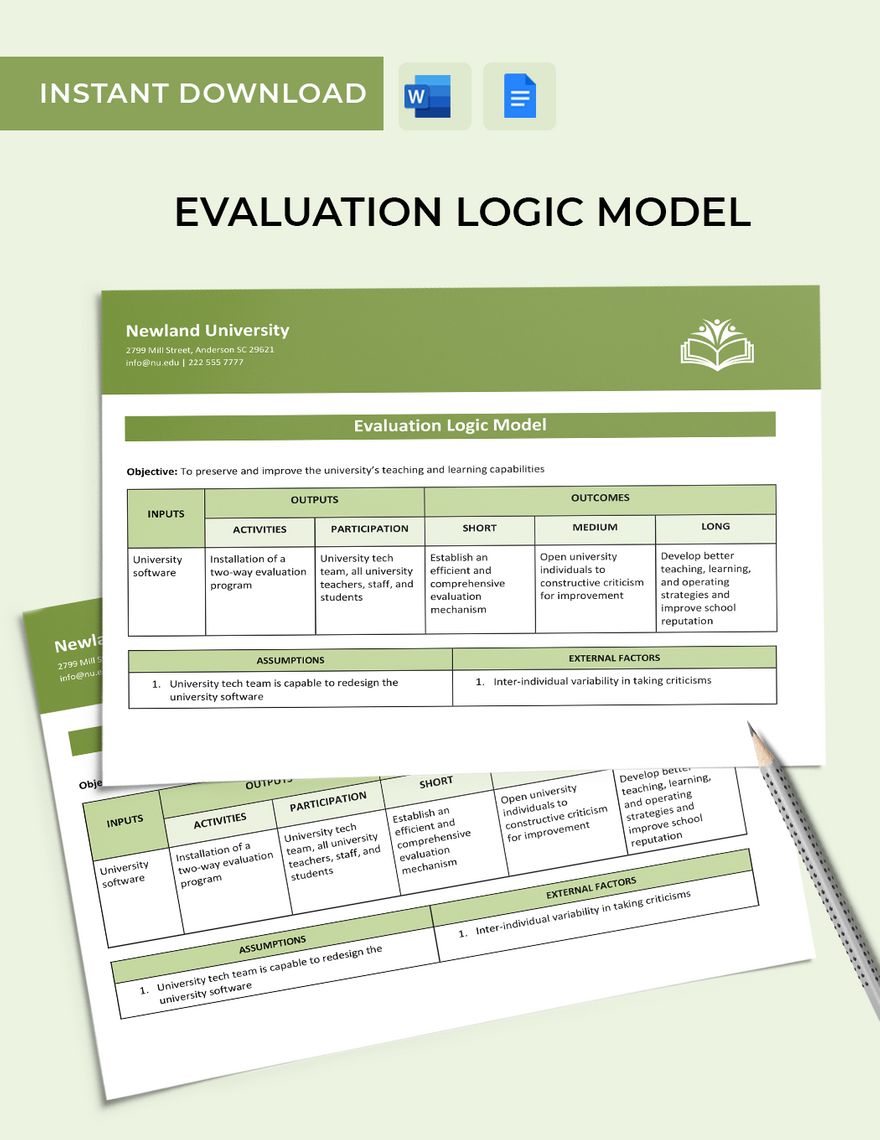 Evaluation Logic Model Template