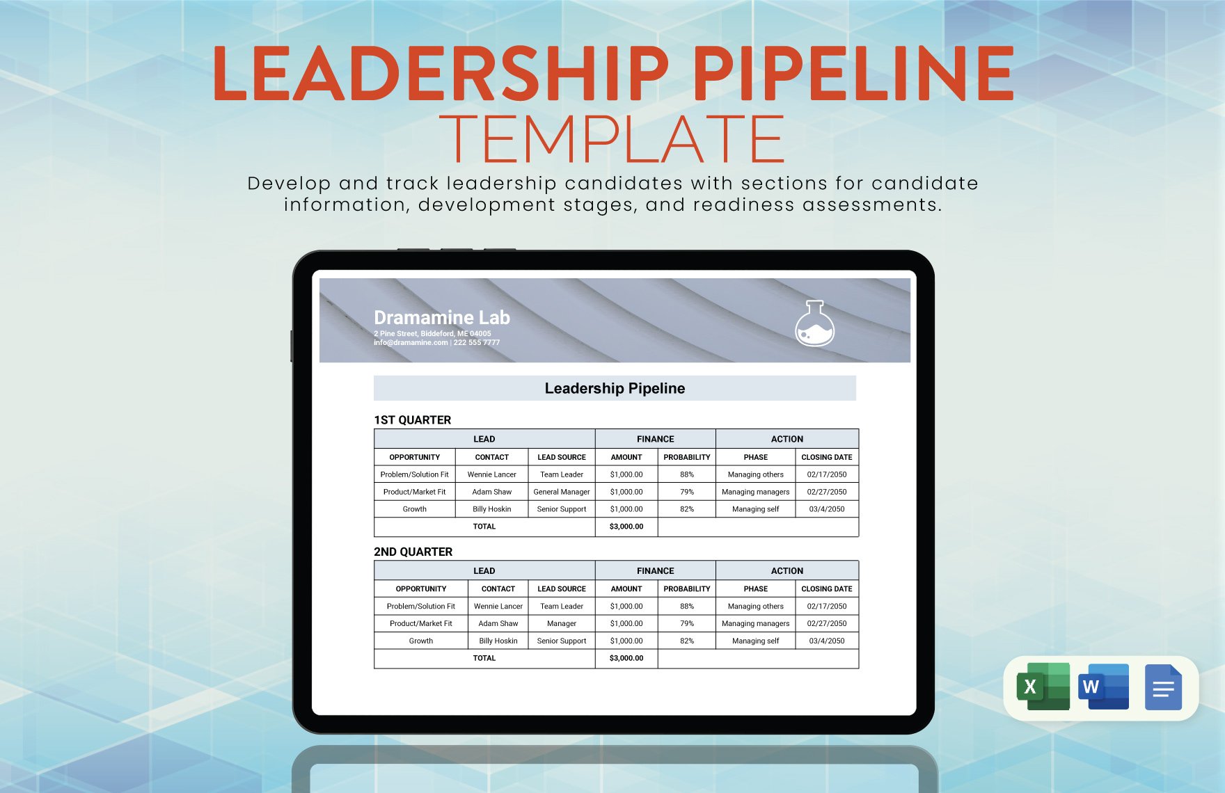 Leadership Pipeline Template in Word, Google Docs, Excel