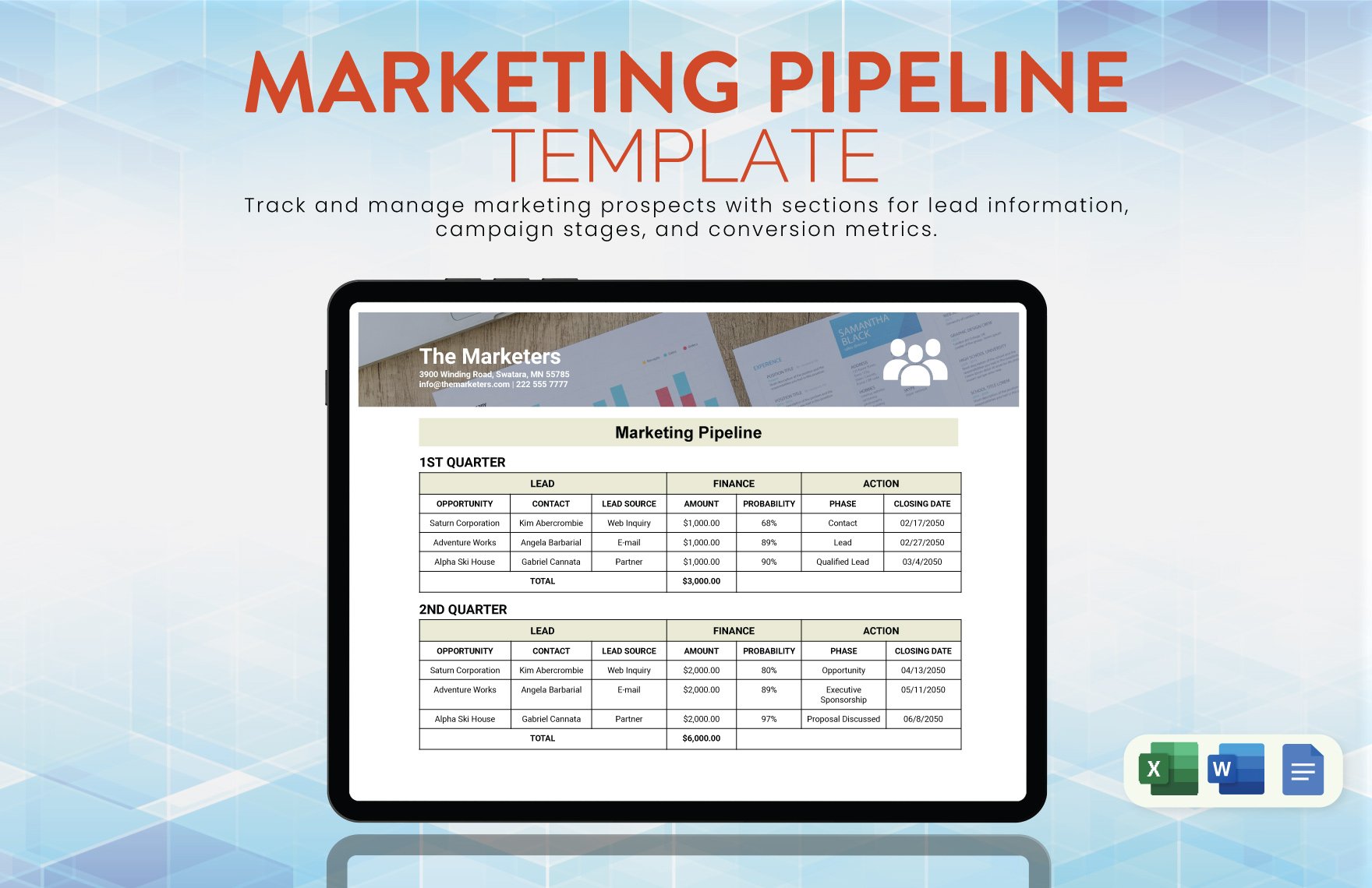 Marketing Pipeline Template in Word, Google Docs, Excel