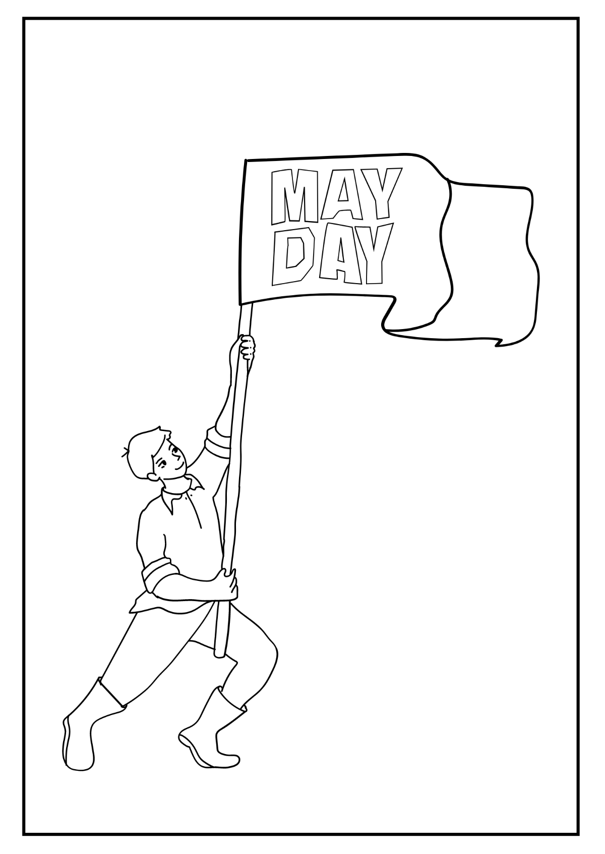 May Day Image Drawing Template