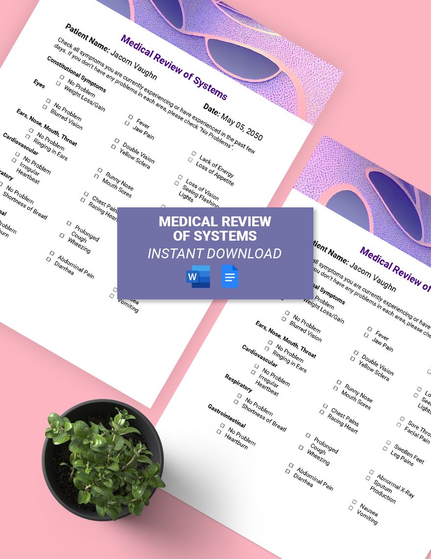 Medical Review Of Systems Template