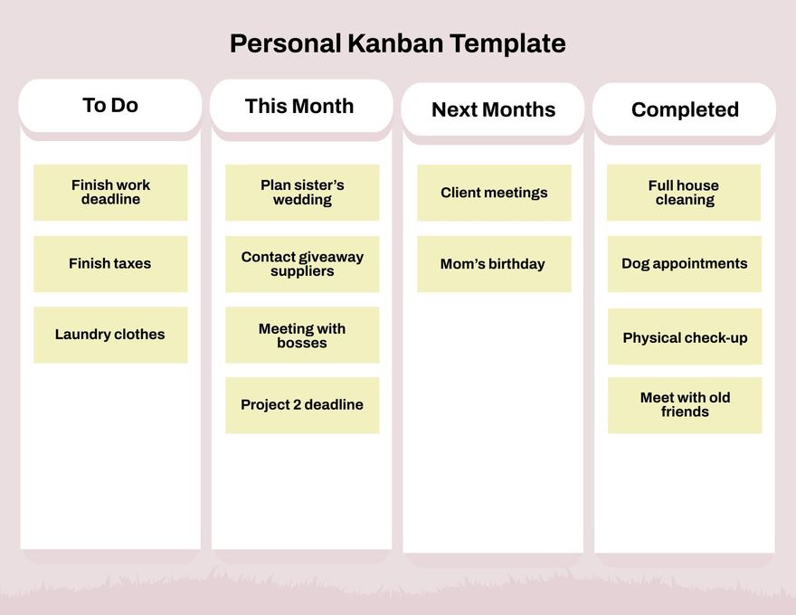 Personal Kanban Template in Word, Google Docs, Apple Pages