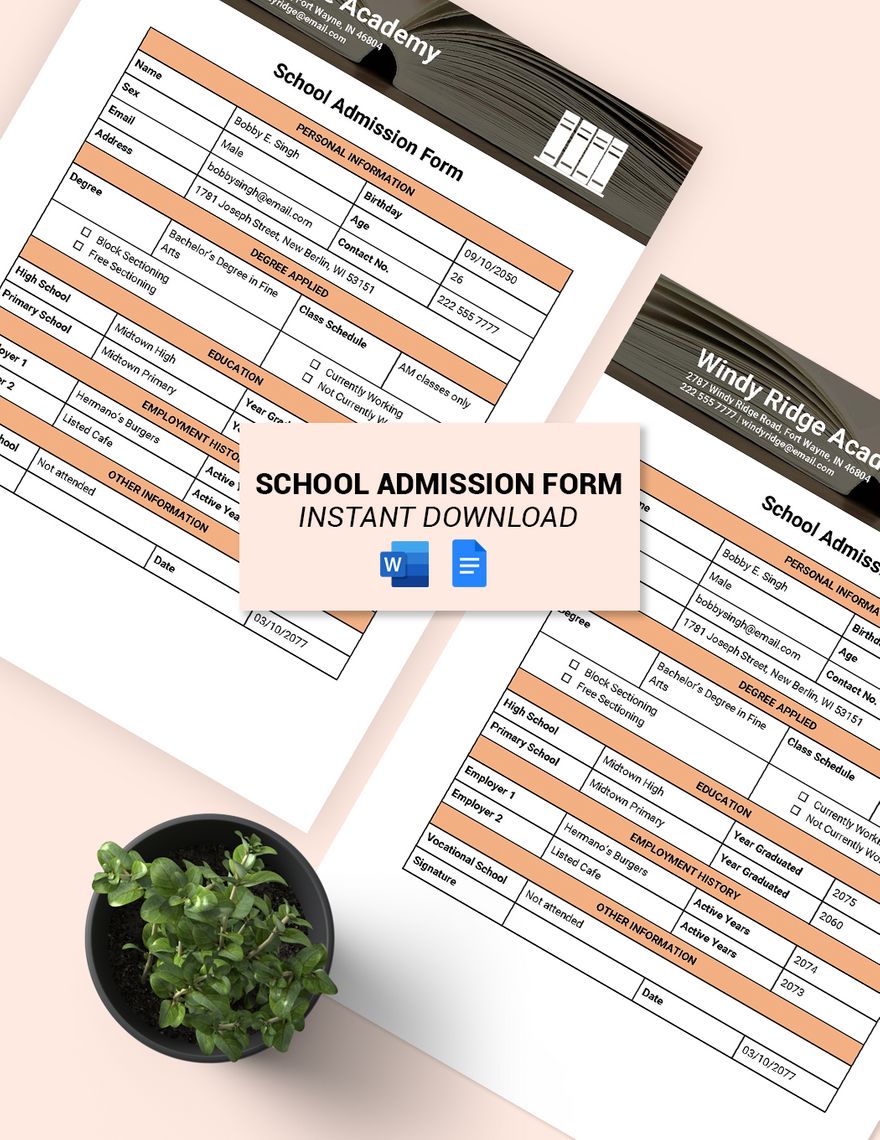 School Admission Form