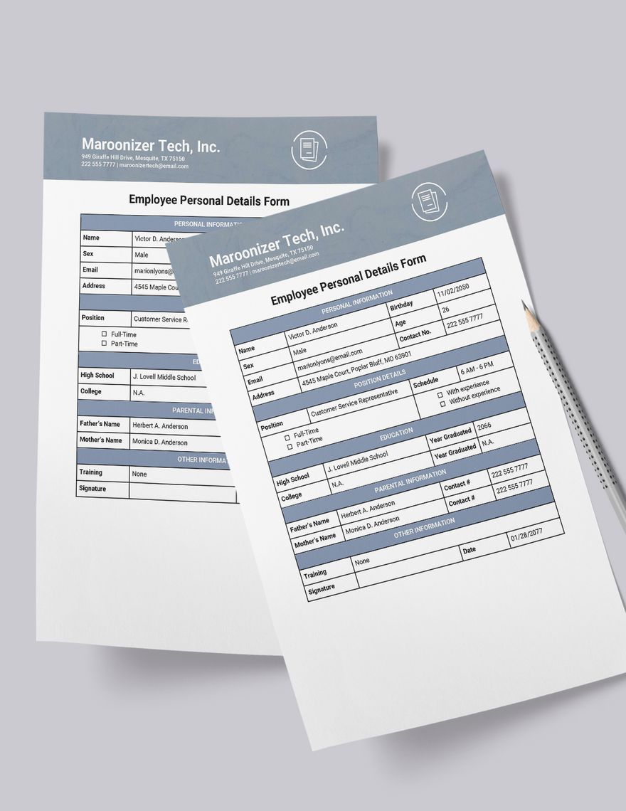 Employee Personal Details Form