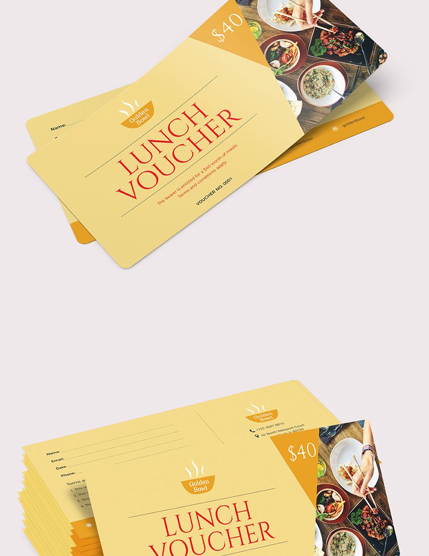 Lunch Voucher Template Illustrator, Word, Apple Pages, PSD, Publisher