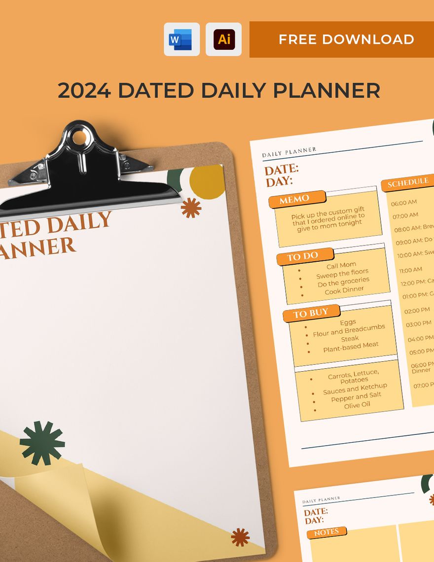 FREE 2024 Planner Template Download In Word PDF Illustrator 