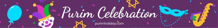 Purim Website Banner in Illustrator, PSD, EPS, SVG, PNG, JPEG