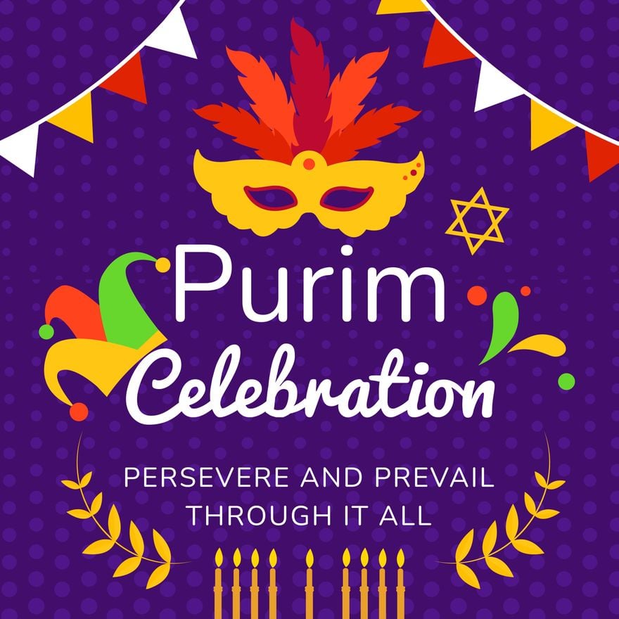 Purim FB Post in Illustrator, PSD, EPS, SVG, PNG, JPEG