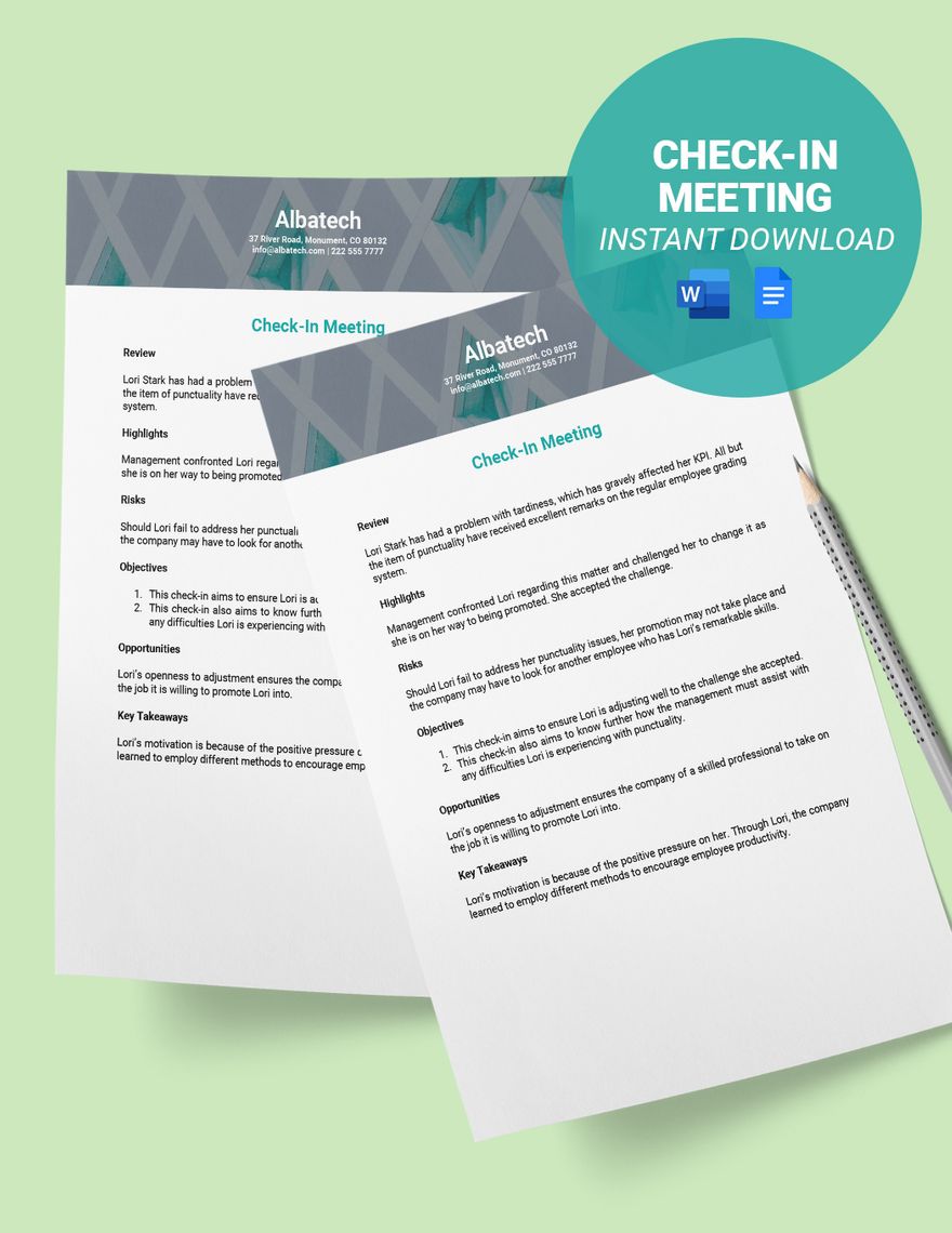 Check-in Meeting Template