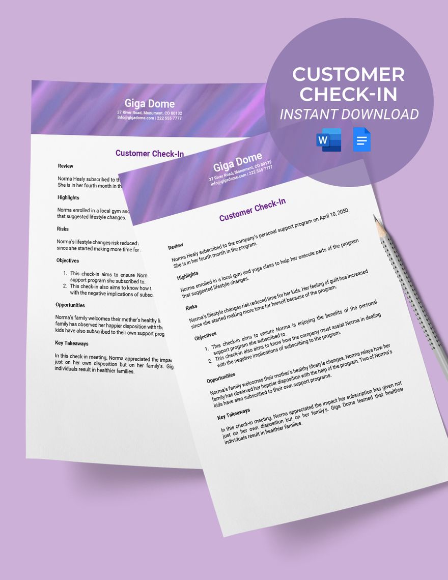 Customer Check-in Template