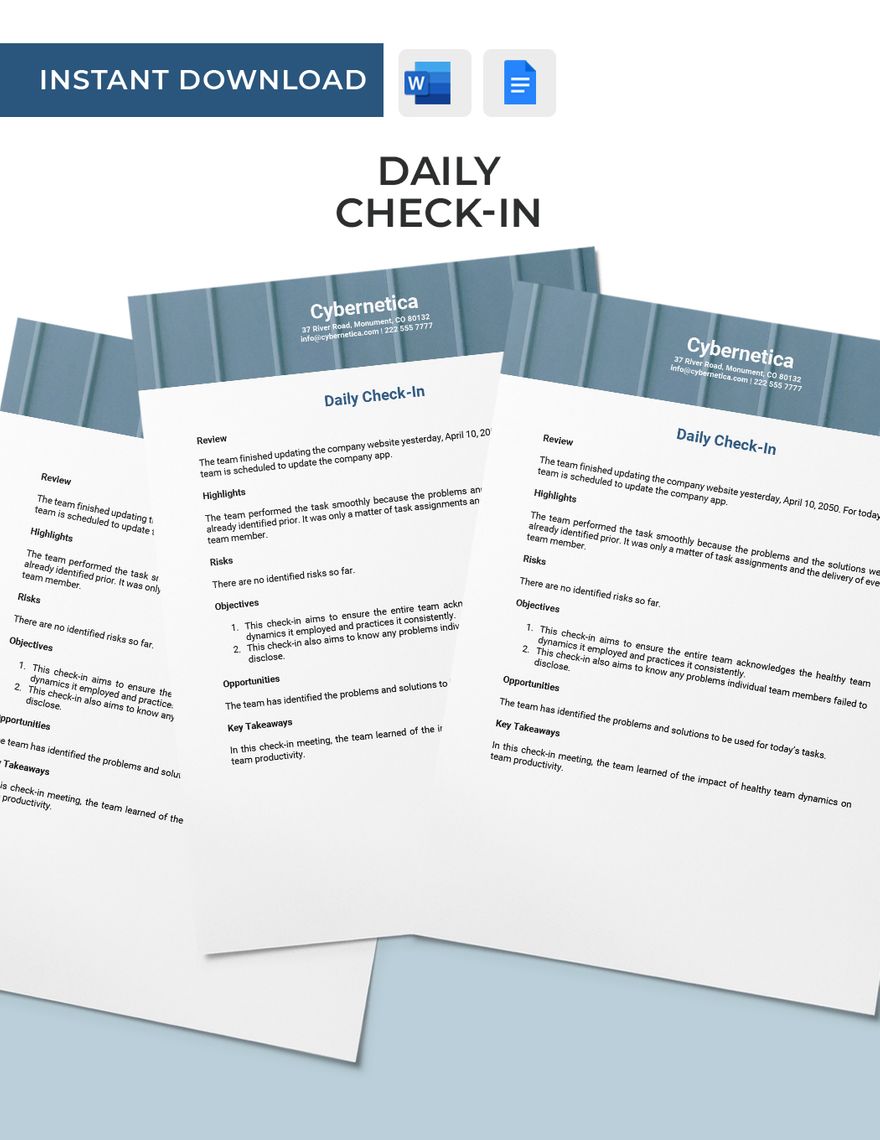 Daily Check-in Template